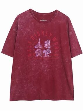 Nwt 2026 Walt Disney World 4 Parks Most Magical Place Acid Wash maroon T-Shirt